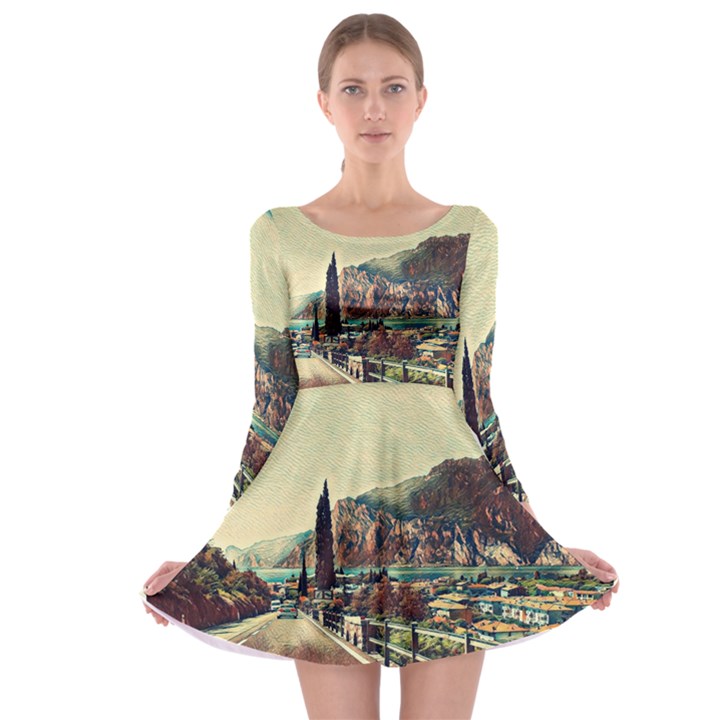 On The Way To Lake Garda, Italy. Long Sleeve Skater Dress