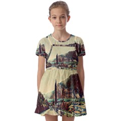 On The Way To Lake Garda, Italy  Kids  Short Sleeve Pinafore Style Dress by ConteMonfrey