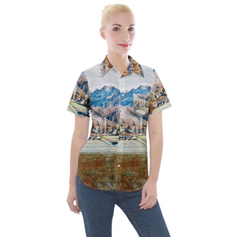 Trentino Alto Adige, Italy  Women s Short Sleeve Pocket Shirt by ConteMonfrey