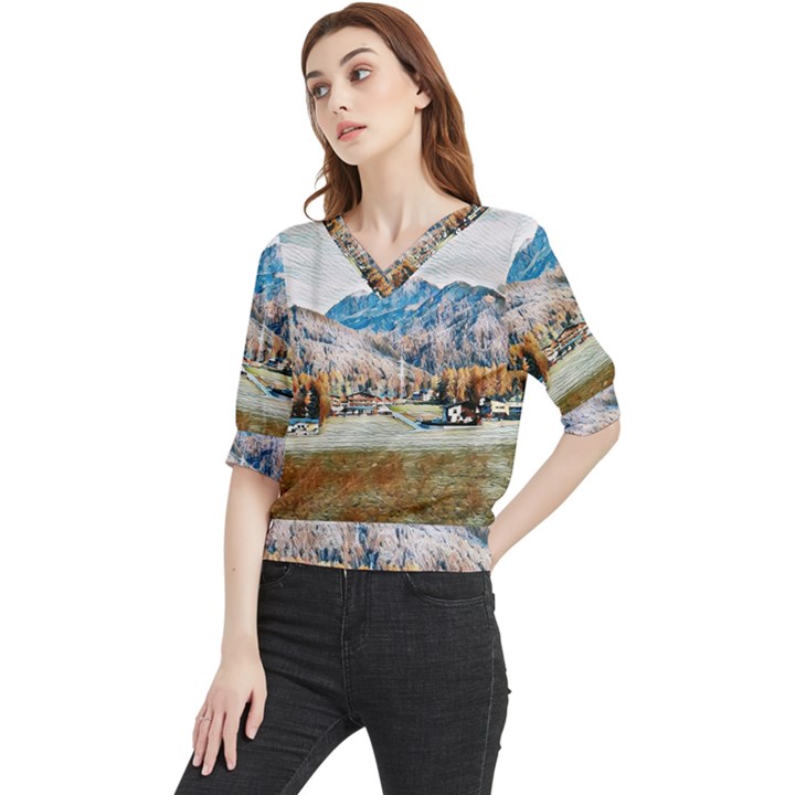 Trentino Alto Adige, Italy. Quarter Sleeve Blouse