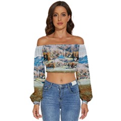 Trentino Alto Adige, Italy  Long Sleeve Crinkled Weave Crop Top by ConteMonfrey