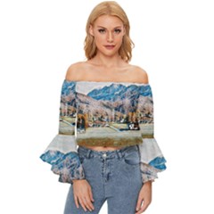 Trentino Alto Adige, Italy  Off Shoulder Flutter Bell Sleeve Top by ConteMonfrey