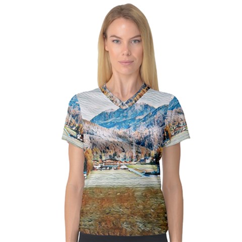 Trentino Alto Adige, Italy  V-neck Sport Mesh Tee by ConteMonfrey