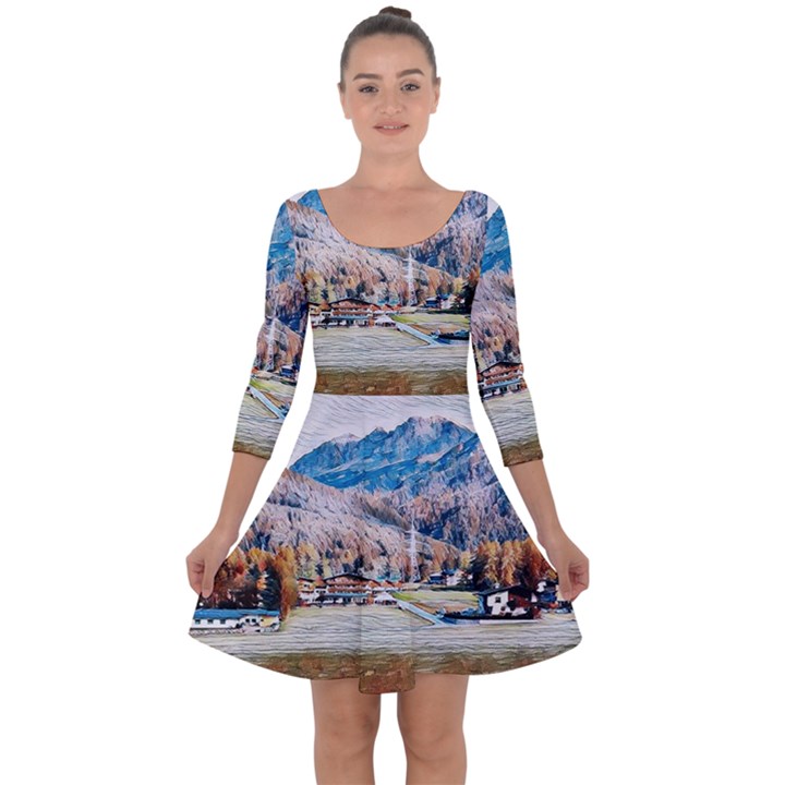 Trentino Alto Adige, Italy. Quarter Sleeve Skater Dress