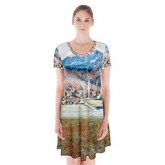 Trentino Alto Adige, Italy  Short Sleeve V-neck Flare Dress by ConteMonfrey