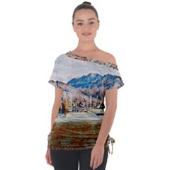 Trentino Alto Adige, Italy  Off Shoulder Tie-up Tee