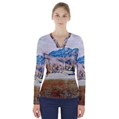 Trentino Alto Adige, Italy  V-neck Long Sleeve Top by ConteMonfrey