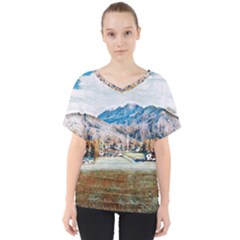 Trentino Alto Adige, Italy  V-neck Dolman Drape Top by ConteMonfrey