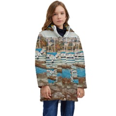 Alone On Gardasee, Italy  Kid s Hooded Longline Puffer Jacket by ConteMonfrey