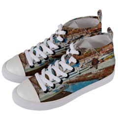 Alone On Gardasee, Italy  Women s Mid-top Canvas Sneakers by ConteMonfrey