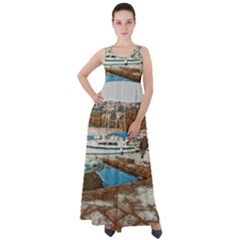 Alone On Gardasee, Italy  Empire Waist Velour Maxi Dress by ConteMonfrey