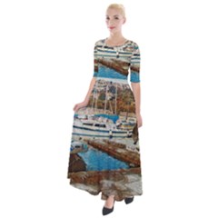 Alone On Gardasee, Italy  Half Sleeves Maxi Dress by ConteMonfrey