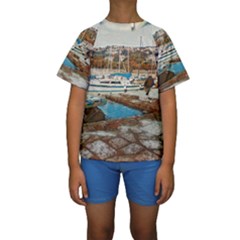 Alone On Gardasee, Italy  Kids  Short Sleeve Swimwear by ConteMonfrey