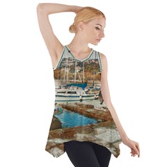 Alone On Gardasee, Italy  Side Drop Tank Tunic by ConteMonfrey