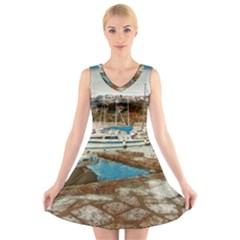 Alone On Gardasee, Italy  V-neck Sleeveless Dress by ConteMonfrey