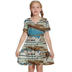 Alone On Gardasee, Italy  Kids  Short Sleeve Tiered Mini Dress by ConteMonfrey