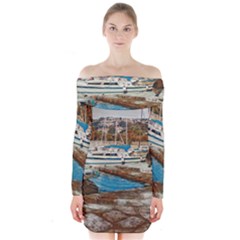 Alone On Gardasee, Italy  Long Sleeve Off Shoulder Dress by ConteMonfrey