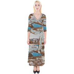 Alone On Gardasee, Italy  Quarter Sleeve Wrap Maxi Dress by ConteMonfrey