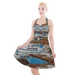 Alone On Gardasee, Italy  Halter Party Swing Dress  by ConteMonfrey