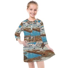 Alone On Gardasee, Italy  Kids  Quarter Sleeve Shirt Dress by ConteMonfrey