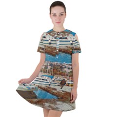 Alone On Gardasee, Italy  Short Sleeve Shoulder Cut Out Dress  by ConteMonfrey