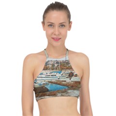 Alone On Gardasee, Italy  Racer Front Bikini Top