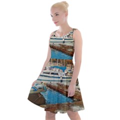 Alone On Gardasee, Italy  Knee Length Skater Dress by ConteMonfrey