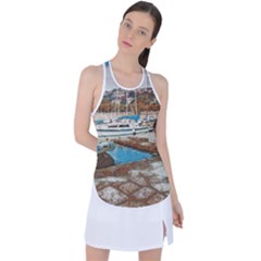 Alone On Gardasee, Italy  Racer Back Mesh Tank Top by ConteMonfrey