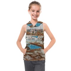 Alone On Gardasee, Italy  Kids  Sleeveless Hoodie by ConteMonfrey