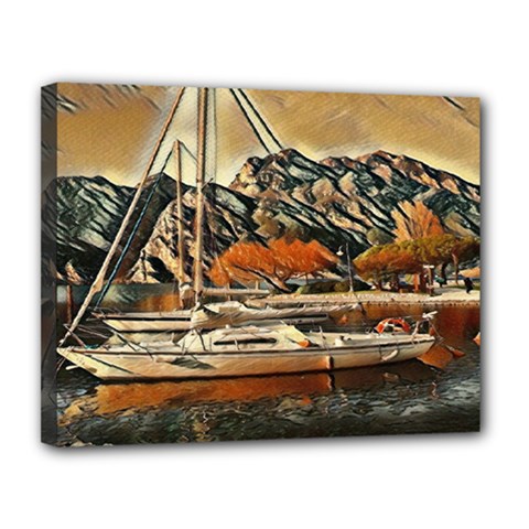 Art Boats Garda, Italy  Canvas 14  X 11  (stretched) by ConteMonfrey