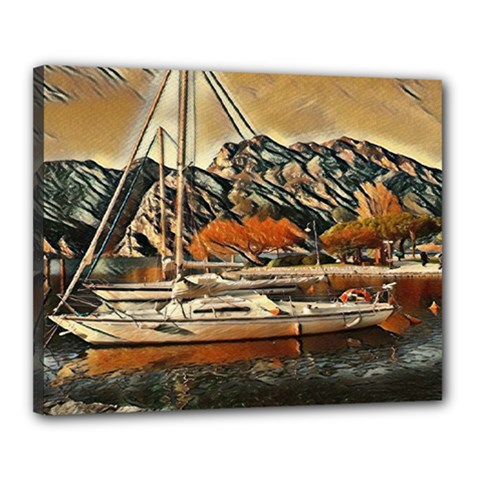 Art Boats Garda, Italy  Canvas 20  X 16  (stretched) by ConteMonfrey