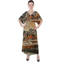 Art boats Garda, Italy. V-Neck Boho Style Maxi Dress View1