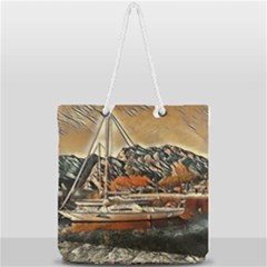 Art Boats Garda, Italy  Full Print Rope Handle Tote (large) by ConteMonfrey