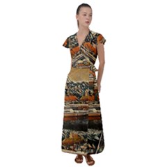 Art Boats Garda, Italy  Flutter Sleeve Maxi Dress by ConteMonfrey