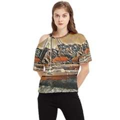 Art Boats Garda, Italy  One Shoulder Cut Out Tee by ConteMonfrey