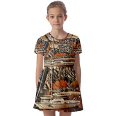 Art Boats Garda, Italy  Kids  Short Sleeve Pinafore Style Dress