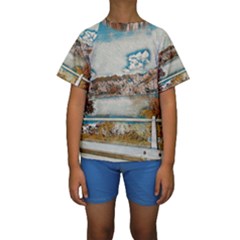 Side Way To Lake Garda, Italy  Kids  Short Sleeve Swimwear by ConteMonfrey