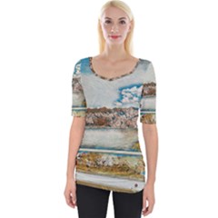 Side Way To Lake Garda, Italy  Wide Neckline Tee