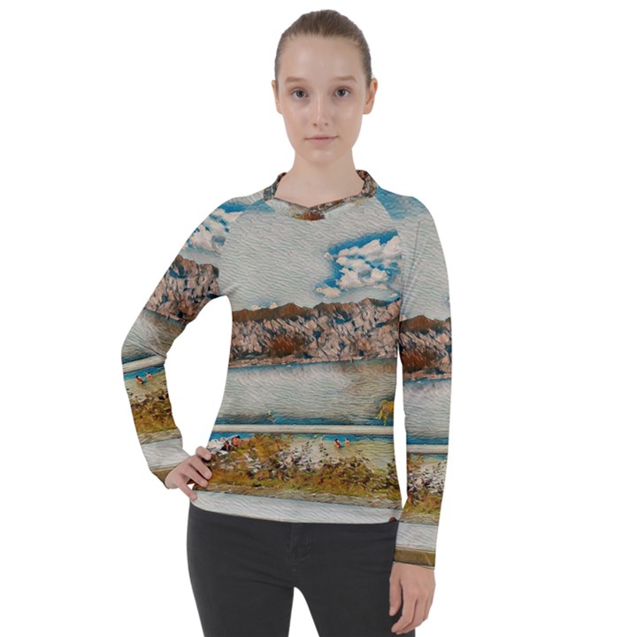 Side way to Lake Garda, Italy. Women s Pique Long Sleeve Tee