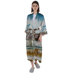 Side Way To Lake Garda, Italy  Maxi Satin Kimono by ConteMonfrey