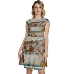 Side Way To Lake Garda, Italy  Cap Sleeve High Waist Dress