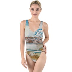 Side Way To Lake Garda, Italy  High Leg Strappy Swimsuit by ConteMonfrey