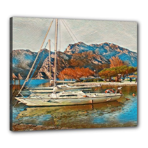 Boats On Lake Garda, Italy  Canvas 24  X 20  (stretched) by ConteMonfrey