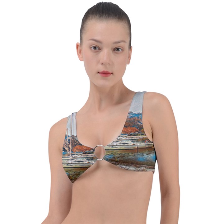 Boats on Lake Garda, Italy. Ring Detail Bikini Top