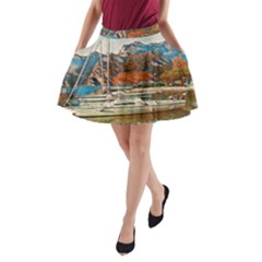 Boats On Lake Garda, Italy  A-line Pocket Skirt by ConteMonfrey