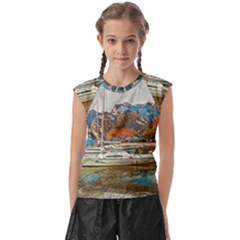 Boats On Lake Garda, Italy  Kids  Raglan Cap Sleeve Tee