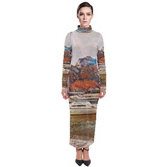 Boats On Lake Garda, Italy  Turtleneck Maxi Dress by ConteMonfrey