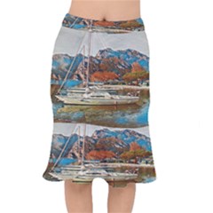 Boats On Lake Garda, Italy  Short Mermaid Skirt by ConteMonfrey