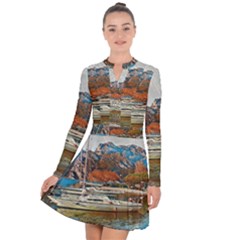 Boats On Lake Garda, Italy  Long Sleeve Panel Dress by ConteMonfrey