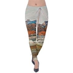 Boats On Lake Garda, Italy  Velvet Leggings